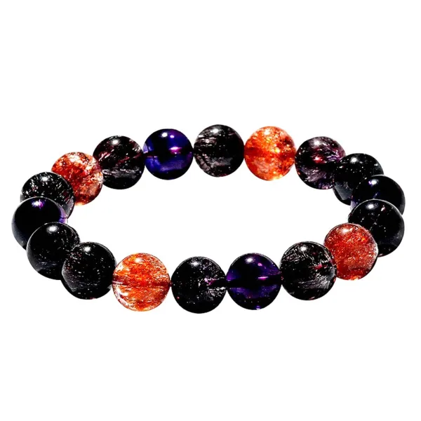 Collector-grade Black Rainbow Bracelet for Men and Women High-end Custom-made Crystal Bracelet with Seven-color Crystals