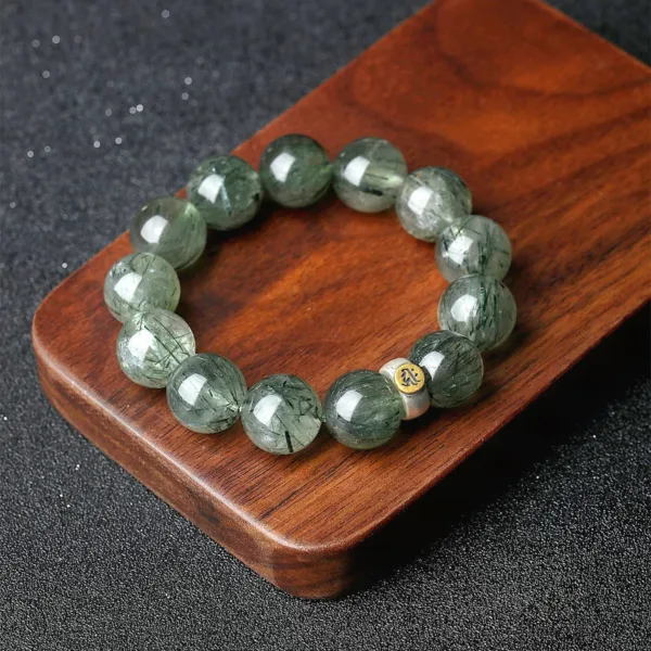 Wealth-Attracting Fortune-Gathering Premium Men's Prosperity Bracelet Natural Rare Green Phantom Quartz Bracelet Birthstone Guardian