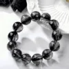 Collector's Grade Natural Brazilian Black Rutilated Quartz Bracelet Black Crystal Couple's Rutilated Quartz Bracelet Men's Gift for Women