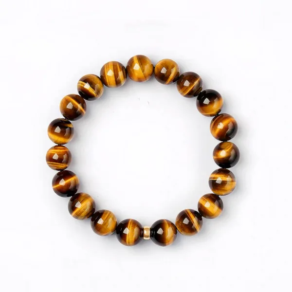 Natural Yellow Tiger's Eye Bracelet for Men and Women High-End Tiger's Eye Wooden Crystal Bead Bracelet Gift