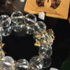 Natural White Crystal Bracelet for Women Collector's Grade Brazilian Raw Stone Genuine Crystal Bracelet for Women Couple's Gift