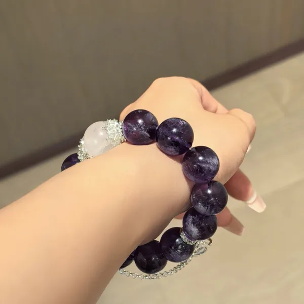 【Purple Fire of the Ninth Palace】 Wealth-Attracting & Fortune-Reversing Purple Spirit Natural Amethyst Bracelet Large Beads Girlfriend Gift Bracelet