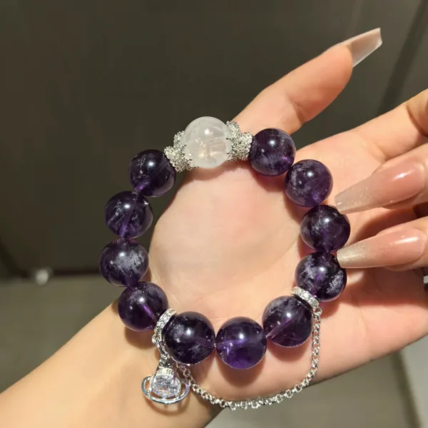 【Purple Fire of the Ninth Palace】 Wealth-Attracting & Fortune-Reversing Purple Spirit Natural Amethyst Bracelet Large Beads Girlfriend Gift Bracelet