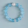Ocean Blue Crystal Heart Bracelet with Crystal Pearls Women's Wealth-Attracting Jewelry