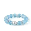 Ocean Blue Crystal Heart Bracelet with Crystal Pearls Women's Wealth-Attracting Jewelry