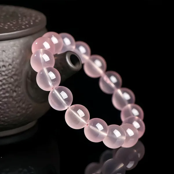 Natural Star Light Pink Quartz Bracelet Pink Crystal Round Bead Bracelet Genuine Natural Pink Quartz