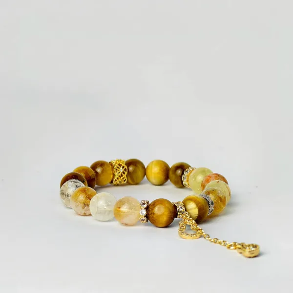 Golden Tiger's Eye Yellow Topaz Crystal Bracelet for Women - Attract Wealth Premium Original Natural Crystal Bracelet for Women - Elevated Luxury for Her