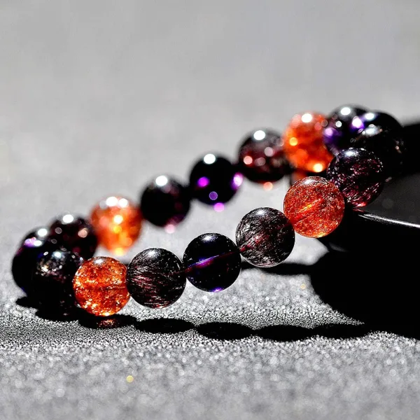 Collector-grade Black Rainbow Bracelet for Men and Women High-end Custom-made Crystal Bracelet with Seven-color Crystals