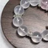 【Attract Love Luck】Original Natural White Crystal Bracelet Vintage Mine Rose Quartz Bracelet Women's Large Bead Pink Crystal