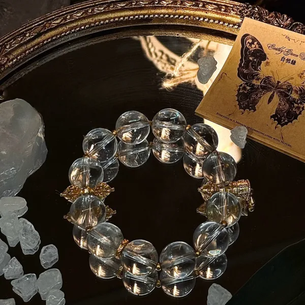 Natural White Crystal Bracelet for Women Collector's Grade Brazilian Raw Stone Genuine Crystal Bracelet for Women Couple's Gift