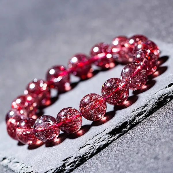 Red, Gold, and Rainbow Strawberry-Colored Crystal High-End Custom-Made Crystal Bracelet