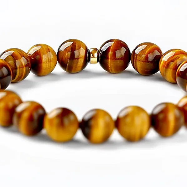 Natural Yellow Tiger's Eye Bracelet for Men and Women High-End Tiger's Eye Wooden Crystal Bead Bracelet Gift