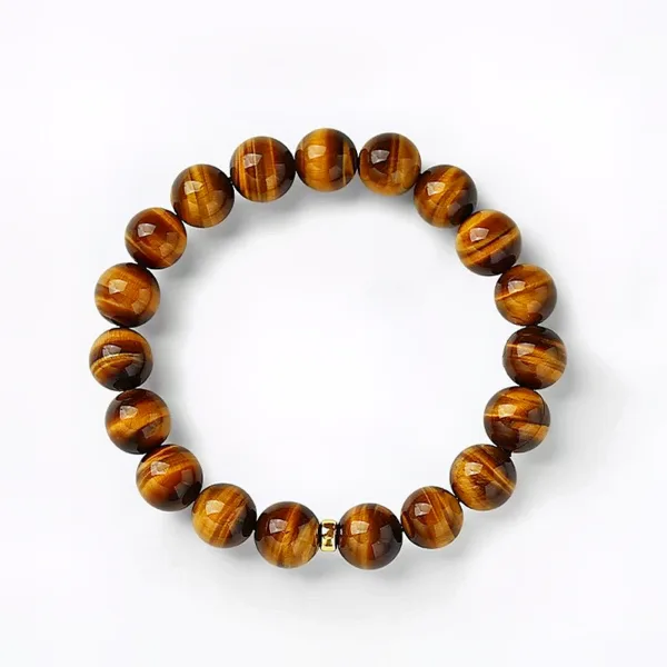 Natural Yellow Tiger's Eye Bracelet for Men and Women High-End Tiger's Eye Wooden Crystal Bead Bracelet Gift