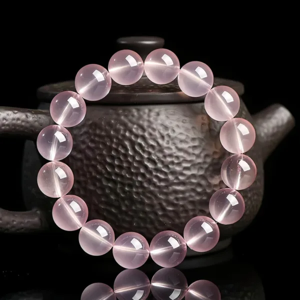 Natural Star Light Pink Quartz Bracelet Pink Crystal Round Bead Bracelet Genuine Natural Pink Quartz